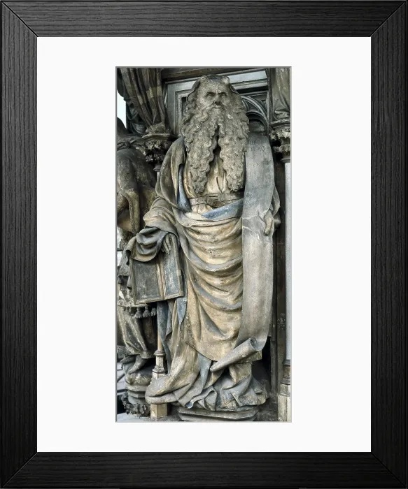 Framed Print : SLUTER, Claus (1340-1406). The Well of Moses or The Well of the Prophets. 1396-1406. FRANCE. Dijon. Charterhouse of Champmol. Detail of Moses figure. Gothic art Framed Print : SLUTER, Claus (1340-1406). The Well of Moses or The Well of the Prophets. 1396-1406. FRANCE. Dijon. Charterhouse of Champmol. Detail of Moses figure. Gothic art