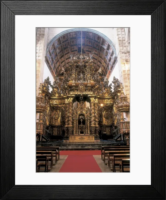 Framed Print : ROMAY, Miguel de (17th - 18th c.); CASAS y NOVOA, Fernando (1685-1766). Main altarpiece of Sant Martino Pinario. 18th c. SPAIN. GALICIA. LA CORUNA. Santiago de Compostela