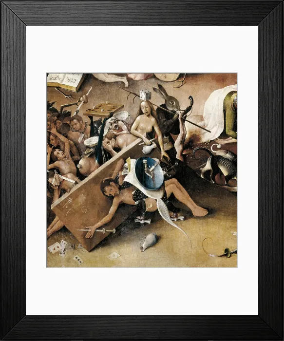 Framed Print : ABBEMA, Louise (1858-1927); Abrahams, Mort; Bosch, Hieronymus Van Aeken, called (1450-1516). The Garden of Earthly Delights. Hell. 1503-1504. Right panel of the triptych Framed Print : ABBEMA, Louise (1858-1927); Abrahams, Mort; Bosch, Hieronymus Van Aeken, called (1450-1516). The Garden of Earthly Delights. Hell. 1503-1504. Right panel of the triptych