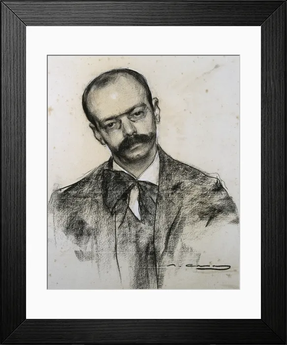 Framed Print : CASAS i CARBO, Ramon (1866-1932). Portrait of Gabriel Alomar. beg. 20th c. Modernism. Drawing. SPAIN. Barcelona. National Art Museum of Catalonia