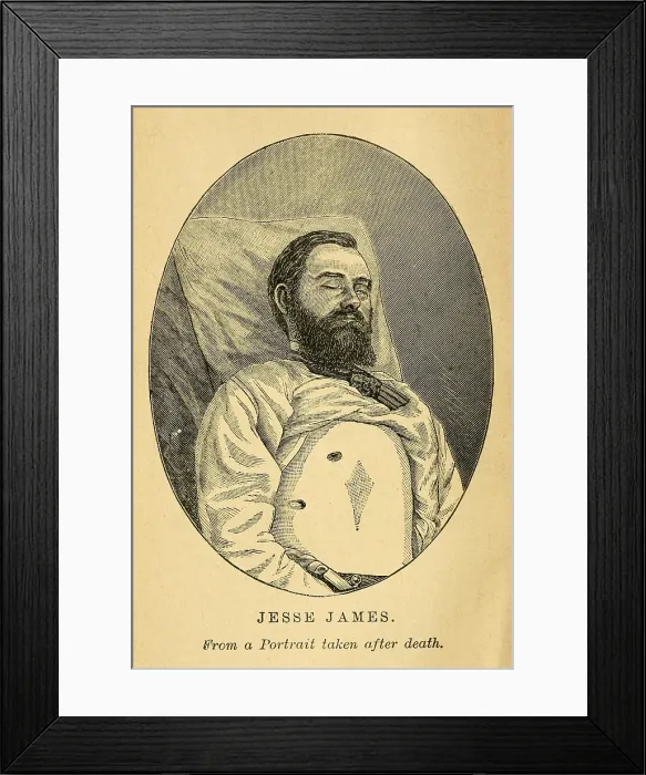 Framed Print : Jesse James, after his death at the hands of turn-coat reward collector Bob Ford on April 3, 1882 Framed Print : Jesse James, after his death at the hands of turn-coat reward collector Bob Ford on April 3, 1882