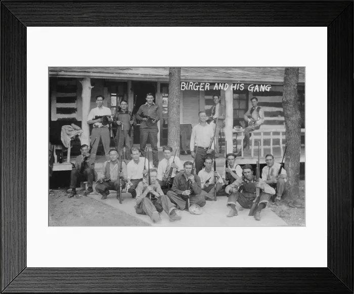 Framed Print : Charlie Birger (1881-April 19, 1928) and his gang. Before prohibition he was a saloon keeper and then became a bootlegger operating from Harrisburg, Illinois