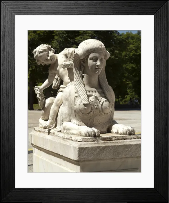 Framed Print : SPAIN. Segovia. Royal Palace of La Granja de San Ildefonso (St. Ildefonse's Farm). Royal Gardens. Sphinxs. Baroque art. Sculpture