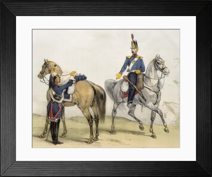 Framed Print : DE SOTTO, Serafin Maria, Earl of Clonard (1793 - 1862). Historia orgAnica de las armas de Infanteria y Caballeria espanolas. 1851 - 1859. Soldier of the cavalry (1828). Engraving