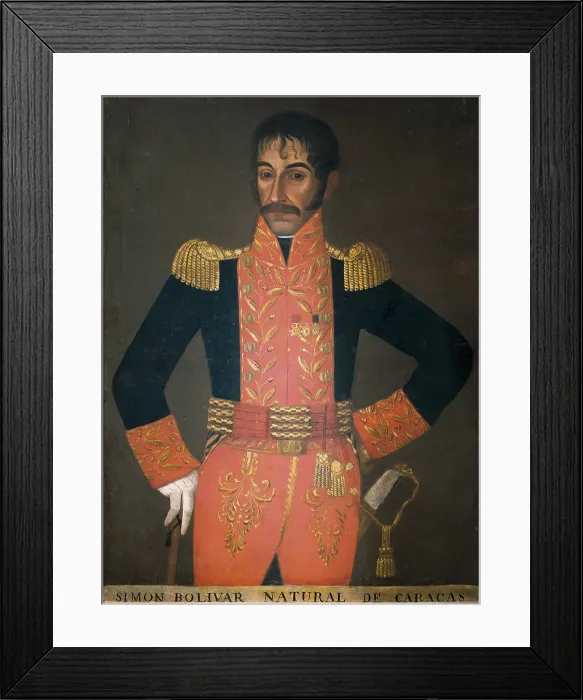 Framed Print : BOLIVAR, Simon (1783-1830). Venezuelan military man and politician hero of the Spanish-American independence. Simon Bolivar from Caracas. 1819 Framed Print : BOLIVAR, Simon (1783-1830). Venezuelan military man and politician hero of the Spanish-American independence. Simon Bolivar from Caracas. 1819