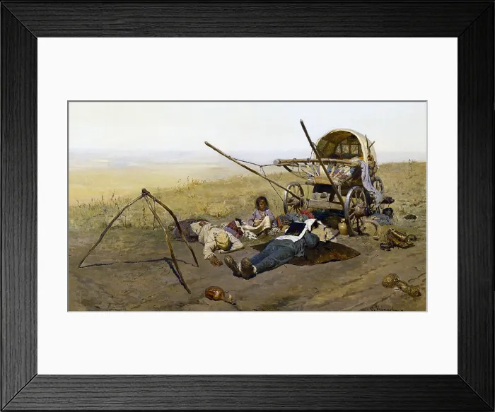 Framed Print : IVANOV, Sergei Vasilievich (1864-1910). Migrant's Death. 1889. Realism. Oil on canvas. RUSSIA. Moscow. Tretyakov Gallery