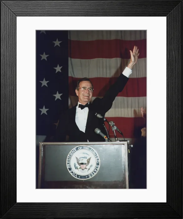 Framed Print : Vice President Bush addresses the Young Republicans early in the 1984 presidential campaign. Mar. 17 1984. (BSLOC_2011_3_95)