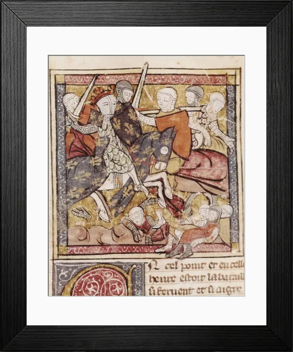 Framed Print : Capture of Infante Fernando, Count of Flanders, in the battle of Bouvines (February 27th, 1214). Illustration on page 285 of Grandes Chroniques de France' (14th century)
