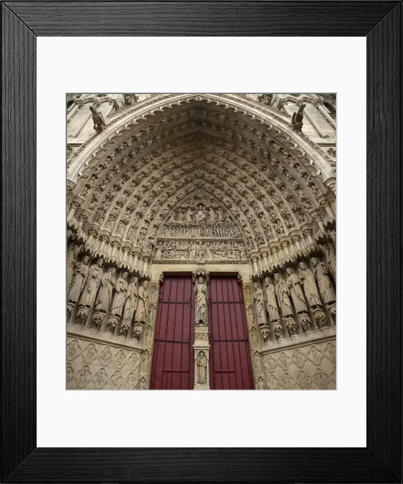 Framed Print : FRANCE. Amiens. Notre Dame cathedral. Western facade. Last judgement's main door. Flamboyant gothic. Architecture