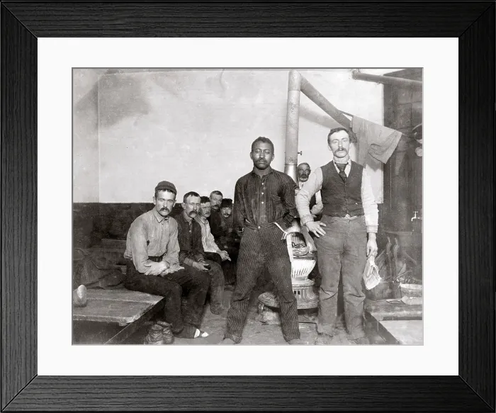 Framed Print : Homeless men at the police station lodging, in New York City. The facilities were disease ridden places where the strong preyed on the weak. This location was spreading typhus