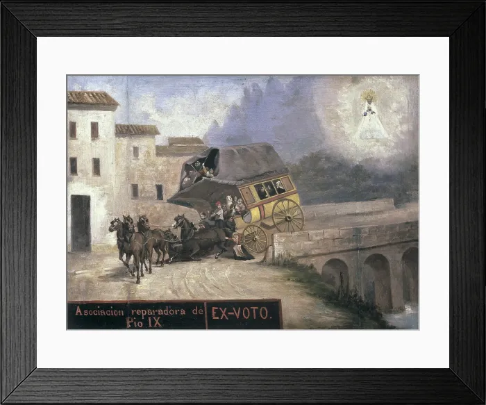 Framed Print : Stagecoach accident near Montserrat with the appearance of the Virgin