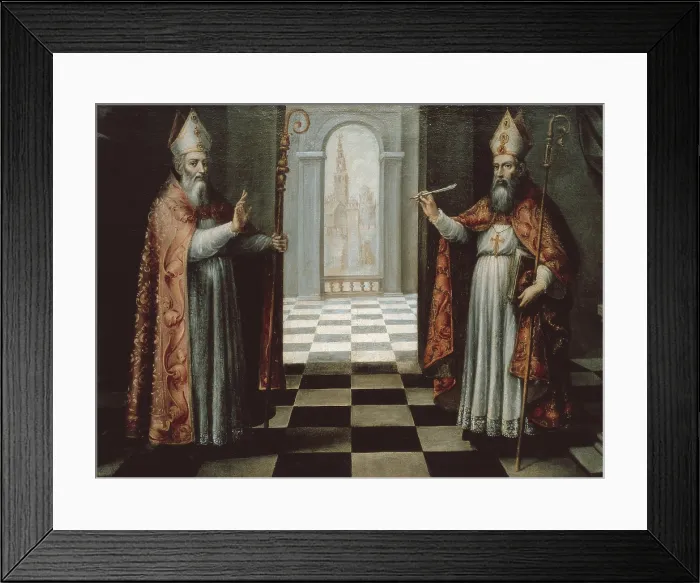Framed Print : Saint Isidore and Saint leander of Sevilla. 17th c. SPAIN. Sevilla. Cathedral. Chapel of San Antonio. Oil on canvas