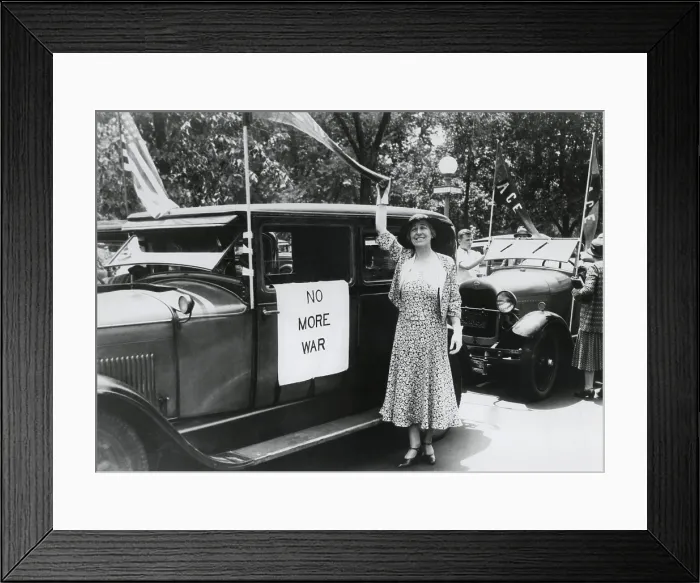 Framed Print : Jeanette Rankin leaving Washington on a speaking tour for peace, ca. 1932. Her two Congressional terms (1917-19) and (1941-42), gave her the opportunity to vote against U.S Framed Print : Jeanette Rankin leaving Washington on a speaking tour for peace, ca. 1932. Her two Congressional terms (1917-19) and (1941-42), gave her the opportunity to vote against U.S