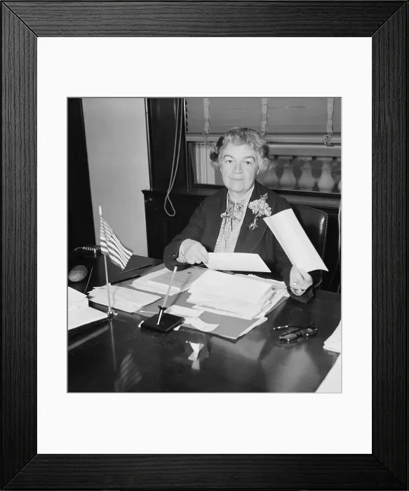 Framed Print : Congresswoman Edith Nourse Rogers of Massachusetts at her desk, Feb. 1936. She served from 1925 until 1960. (BSLOC_2013_9_75)