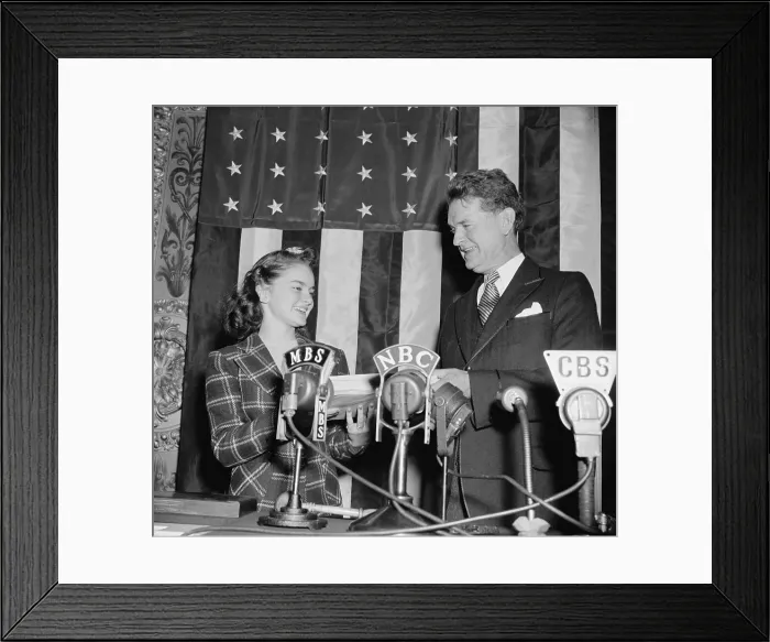 Framed Print : Gene Cox, the first female Congressional Page, Jan. 3, 1939. She was appointed by her father, Rep. Edward Cox, as his personal page. (BSLOC_2013_9_80)