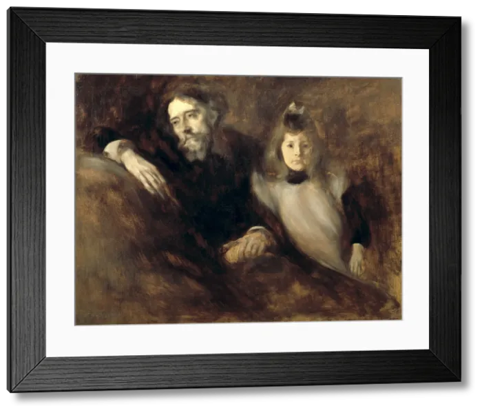 Framed Print : CARRIERE, Eugne (1849-1906). Alphonse Daudet and his Daughter. 1891. Symbolism. Oil on canvas. FRANCE. Paris. Musee d'Orsay (Orsay Museum)