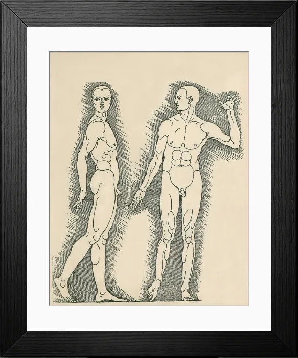 Framed Print : Plate from Albrecht Durer's, VIER BUCHER VON MENSCHLICHER PROPORTION (Four Books on Human Proportion). Durer applied the science of human anatomical proportions to aesthetics
