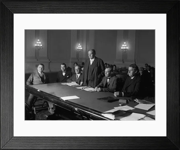 Framed Print : The House Committee in the District of Columbia holding hearings on a bill to abolish capital punishment listens to famed criminal lawyer, Clarence Darrow