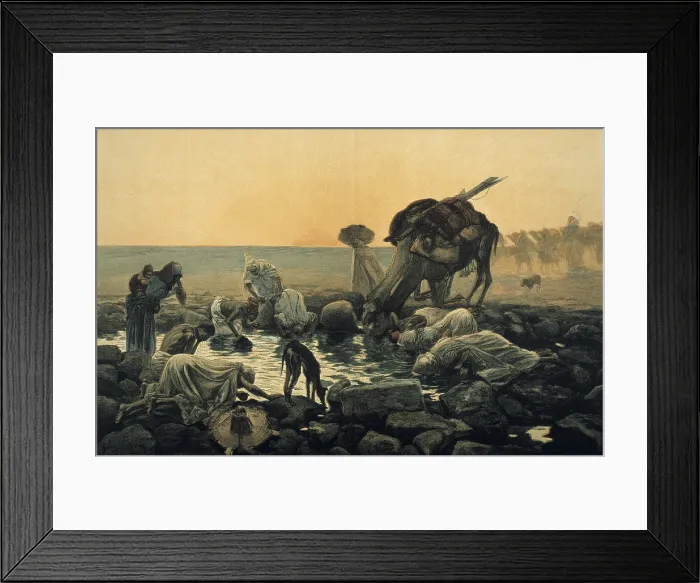 Framed Print : In the country of thirst. Published in 'L'Illustration', February 4th 1899. Romanticism. Orientalism. Drawing