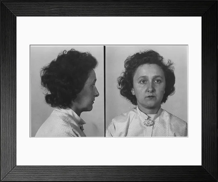 Framed Print : Convicted atomic spy Ethel Rosenberg in a head and shoulders mug shot