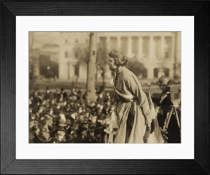 Framed Print : Suffragist Lucy Branham speaking at outdoor meeting during the militant National Women's Party Prison Special tour in Feb-Mar 1919 Framed Print : Suffragist Lucy Branham speaking at outdoor meeting during the militant National Women's Party Prison Special tour in Feb-Mar 1919