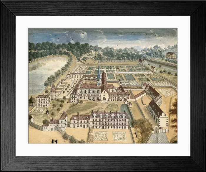 Framed Print : COCHIN, Louise Madeleine (1686-1767). The Abbey of Port-Royal des Champs. General View. ca. 1709 - 1710. Engraving. FRANCE. Versailles. National Museum of Versailles