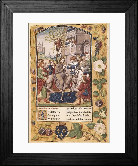 Framed Print : Entry of Christ into Jerusalem. Page on 'Gospels of Paris to use of Charles, Duke of Angouleme.' Early 16th century. French School Framed Print : Entry of Christ into Jerusalem. Page on 'Gospels of Paris to use of Charles, Duke of Angouleme.' Early 16th century. French School