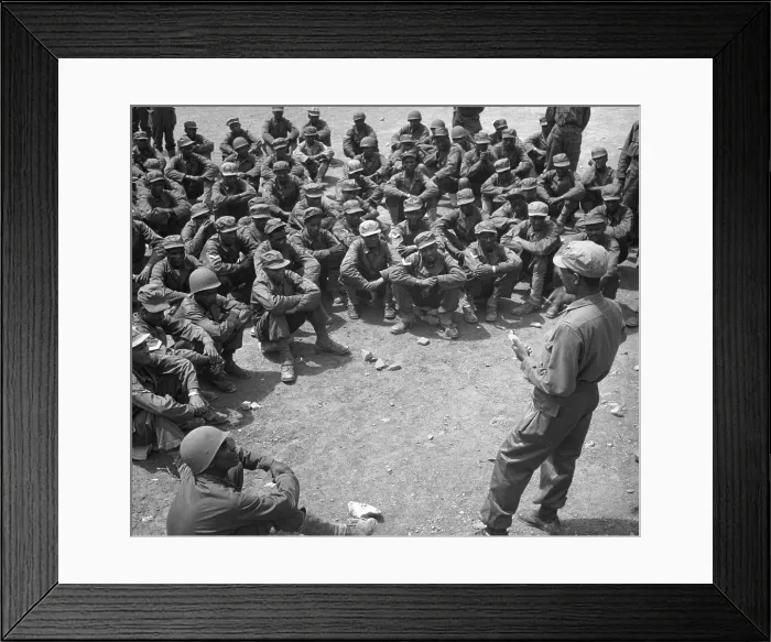 Framed Print : Ethiopian troops training in Korea. UN soldiers are instructed military intelligence by Lt. Solomon Mokria of Addis Ababa. May 1951. Korean War, 1950-53. (BSLOC_2014_11_152) Framed Print : Ethiopian troops training in Korea. UN soldiers are instructed military intelligence by Lt. Solomon Mokria of Addis Ababa. May 1951. Korean War, 1950-53. (BSLOC_2014_11_152)