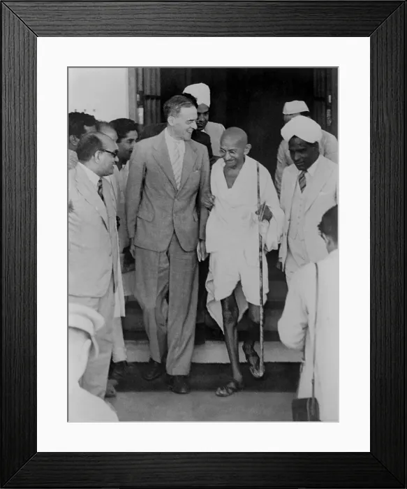 Framed Print : Cripps Mission fails, April 1941. Mahatma Gandhi with Sir Stafford Cripps, in New Delhi, India