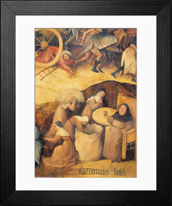 Framed Print : The wagon of hay (hay Triptych), by Van Aeken Joren Anthoniszoon known as Bosch Hieronymus, 16th Century, 1500 about, oil on panel, cm 135 x 100 - Spain, Comunidad de Madrid