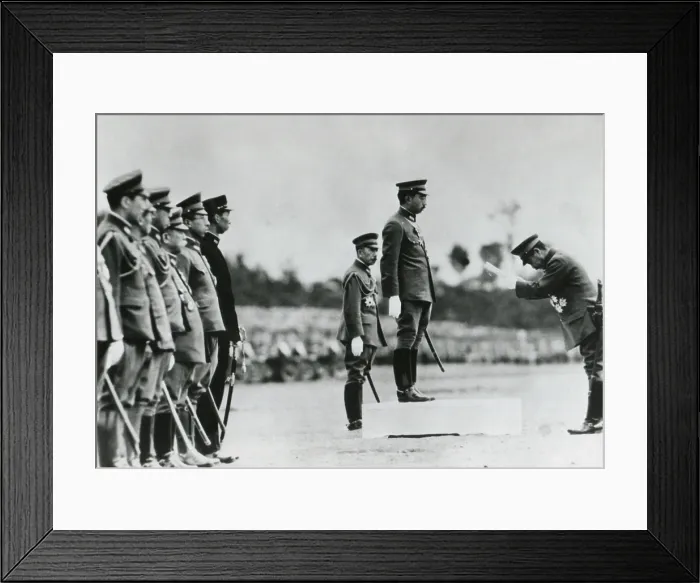 Framed Print : Emperor Hirohito delivering a message to Japanese War Minister, Lt. General Hideki Tojo