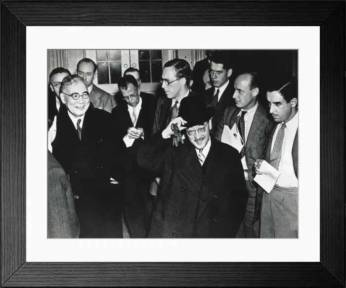 Framed Print : Japanese envoys in Washington talk Peace as their nation attacks Pearl Harbor. Admiral Kichisaboro Normura and Saburo Kurusu leave a meeting with Sec