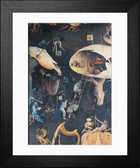 Framed Print : Garden of Earthly Delights - Hell Music, by Van Aeken Joren Anthoniszoon known as Bosch Hieronymus, 16th Century, 1503 -1504, oil on panel, cm 220 x 97 - Spain