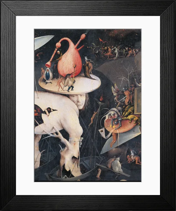 Framed Print : Garden of Earthly Delights - Hell Music, by Van Aeken Joren Anthoniszoon known as Bosch Hieronymus, 16th Century, 1503 -1504, oil on panel, cm 220 x 97 - Spain
