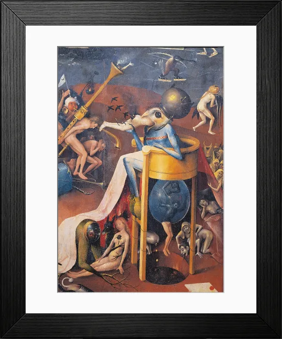 Framed Print : Garden of Earthly Delights - Hell Music, by Van Aeken Joren Anthoniszoon known as Bosch Hieronymus, 16th Century, 1503 -1504, oil on panel, cm 220 x 97 - Spain