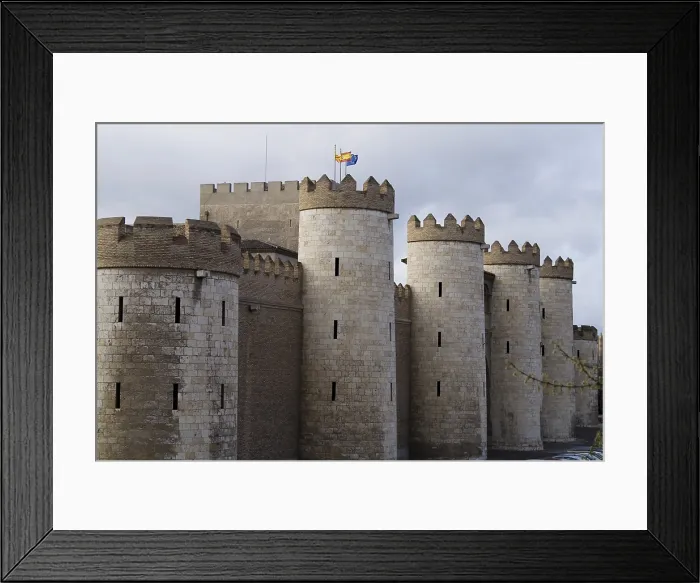 Framed Print : SPAIN. Zaragoza. La Aljaferia Palace. Wall and main facade of the castle (11th century). Hispano-Moresque art. Taifas Kingdoms period. Architecture