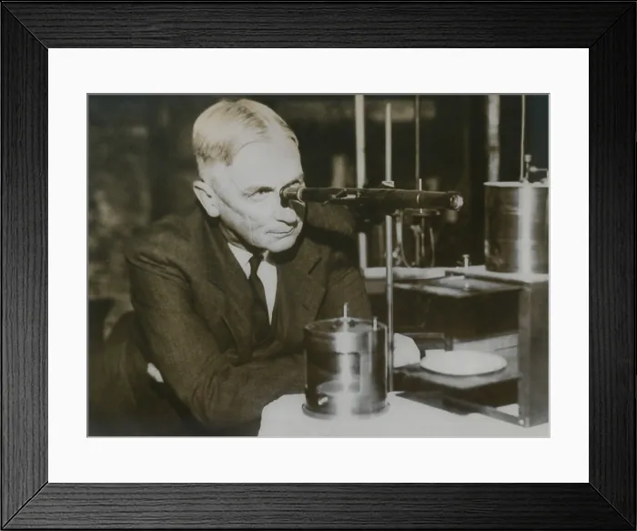 Framed Print : William Harkins, a nuclear physicist, contributed to the discovery of the neutron, a neutrally charged particle in the atomic nucleus. Ca. 1930s. (BSLOC_2013_9_88) Framed Print : William Harkins, a nuclear physicist, contributed to the discovery of the neutron, a neutrally charged particle in the atomic nucleus. Ca. 1930s. (BSLOC_2013_9_88)