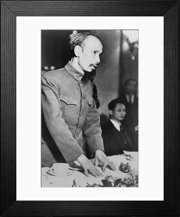 Framed Print : Ho Chi Minh, (1890-1969), accused the United States of taking another step toward direct intervention in the Indochinese War. March 1954