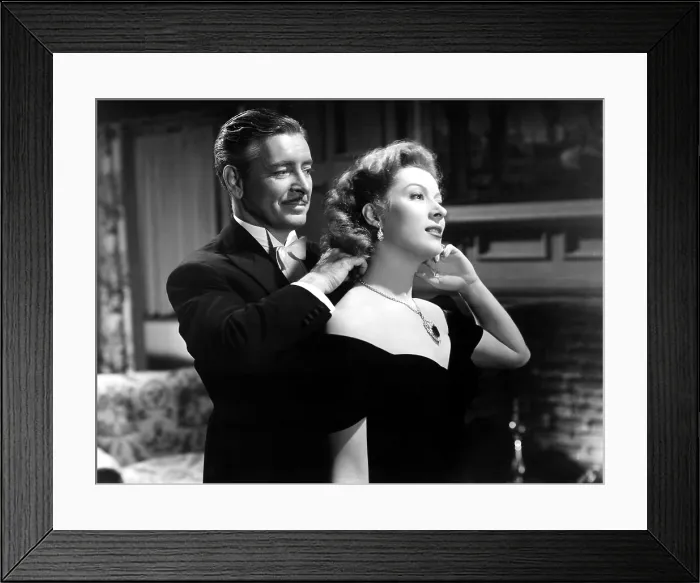 Framed Print : RANDOM HARVEST, Ronald Colman, Greer Garson, 1942, fastening necklace Framed Print : RANDOM HARVEST, Ronald Colman, Greer Garson, 1942, fastening necklace