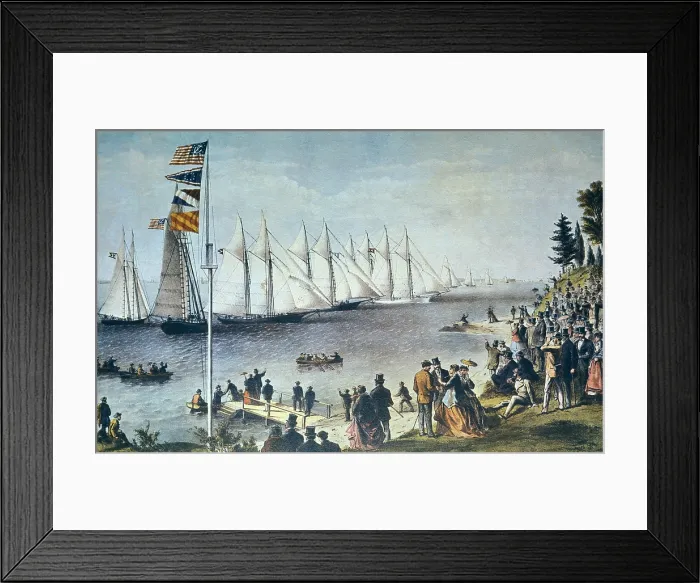 Framed Print : New York Yacht Club regatta. Edition of 1868. Illustration by Currier and Ives. Engraving. - BeBa / Iberfoto / Everett Collection (151739)**US SALES ONLY**