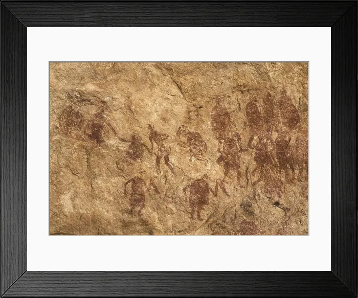 Framed Print : LIBYA. Tadrart Acacus. Representation of a village (12.000-8000 a.C.). Neolithic art. Cave. - Vannini / Iberfoto / Everett Collection (551799)**US SALES ONLY**