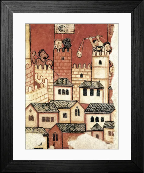 Framed Print : The Conquest of Majorca. 1285 - 1290. Detail of the assault on the ciutat of Mallorca