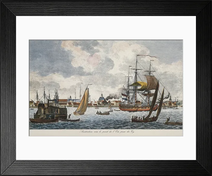 Framed Print : Amsterdam from the East Bridge in 17th c. Engraving. - J. Bedmar / Iberfoto / Everett Collection (303095)**US SALES ONLY** Framed Print : Amsterdam from the East Bridge in 17th c. Engraving. - J. Bedmar / Iberfoto / Everett Collection (303095)**US SALES ONLY**