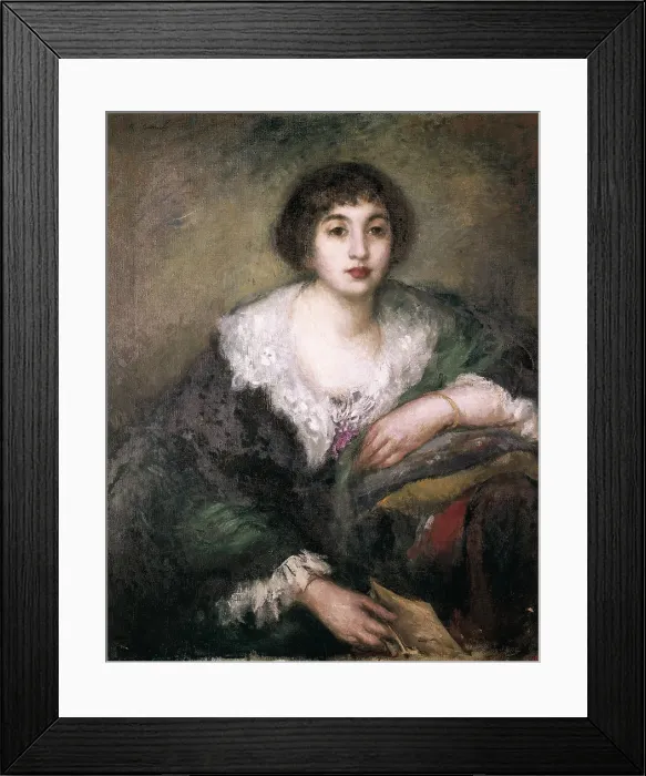 Framed Print : CANALS i LLAMBI, Ricard (1876-1931). Portrait of a Young Lady. Impressionism. Oil on canvas. SPAIN. Barcelona. National Art Museum of Catalonia