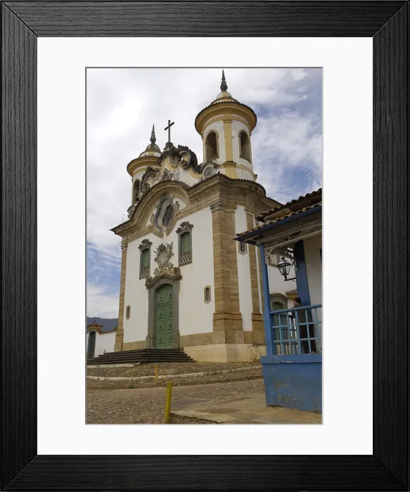 Framed Print : BRAZIL. Mariana. Square Minas Gerais. Church of Carmen. Colonial baroque. - Rafa Perez / Iberfoto / Everett Collection (152017)**US SALES ONLY**