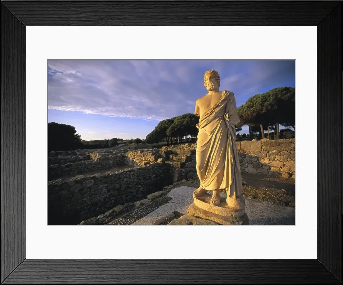 Framed Print : SPAIN. L'Escala. Empuries. Greek city. Temple of Asclepius (2nd c. BC). Copy of the sculpture of Asclepius, god of medicine, . Greek art Framed Print : SPAIN. L'Escala. Empuries. Greek city. Temple of Asclepius (2nd c. BC). Copy of the sculpture of Asclepius, god of medicine, . Greek art