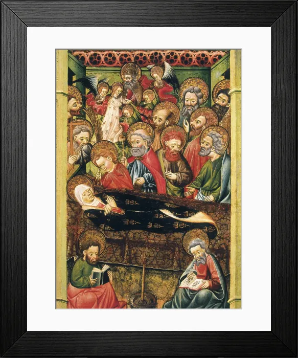 Framed Print : GRAnEN, Blasco de (1422-1459); GRAnEN, Blasco de (1422-1459). The Dormition of the Virgin. 1437 - 1445; The Dormition of the Virgin. 1437 - 1445. Gothic art. Oil on wood. SPAIN