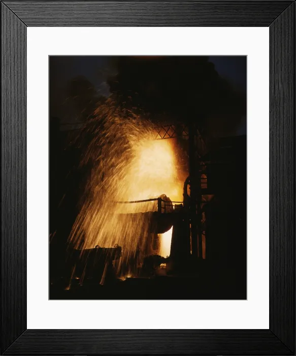 Framed Print : Bessemer converter removed impurities from iron by oxidation (burning) with high-pressure air being blown through the molten iron