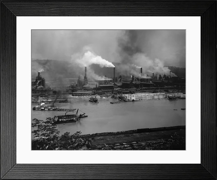 Framed Print : Carnegie furnaces, at Braddock, Pennsylvania, on the Monongahela River. 1905 Framed Print : Carnegie furnaces, at Braddock, Pennsylvania, on the Monongahela River. 1905