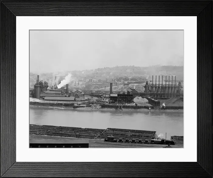 Framed Print : Carnegie blast furnaces at the Homestead Steel Works, Pennsylvania ca. 1905